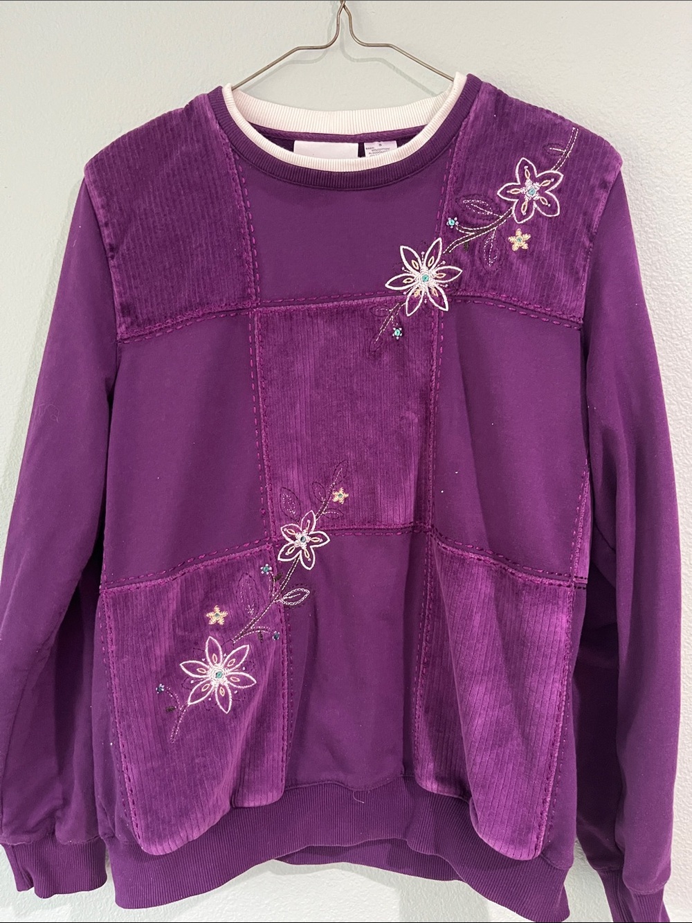 Alfred Dunner Purple Floral Patchwork Sweatshirt